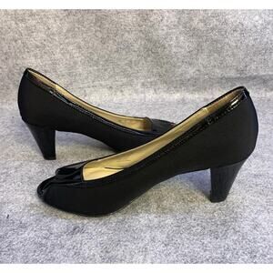 Naturalizer Peep Toe Pumps, Womens Size 8 Black Patent Leather And Material